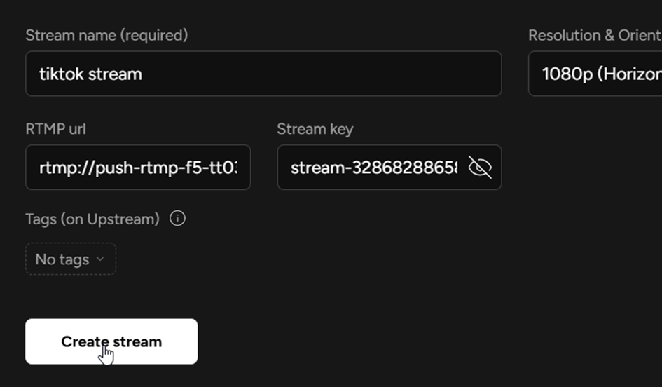 Je vérifie les paramètres du live, notamment son nom, et je lance