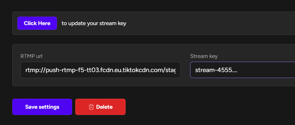 Je sauvegarde et relance mon live stream sur upstream : automatiquement il va aussi se relancer sur TikTok Live